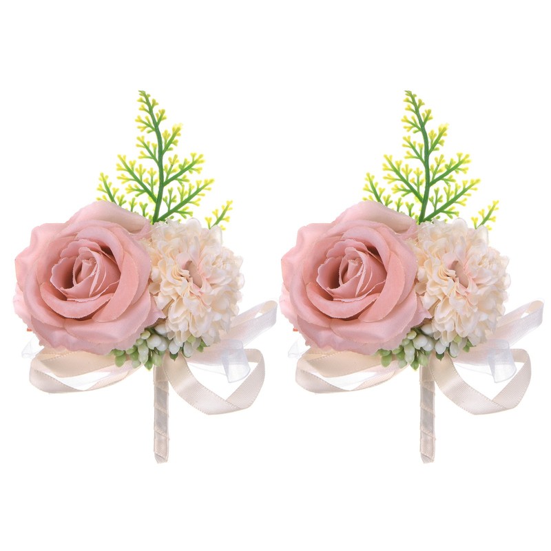 2-Pack Boutonnieres for Men, Artificial Rose Men Boutonnieres [Coffee]