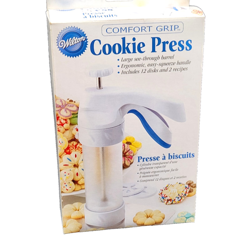Wilton Cookie Press – with 12 Discs Ergonomic Easy Squeeze Handle Comfort Grip