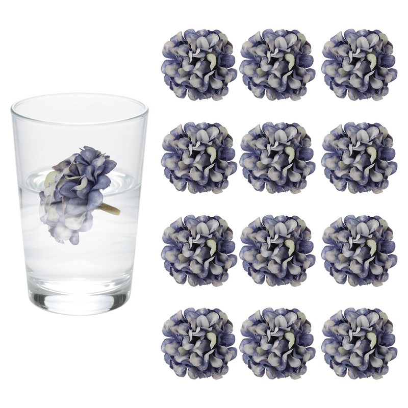 12Pcs Floating Flowers for Centerpieces Wedding, Blue Purple Hydrangea