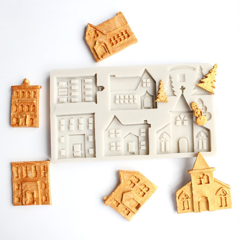 Sugarcraft Chocolate Baking Mould XMAS House Cake Mold Fondant Snowman Silicone gallery