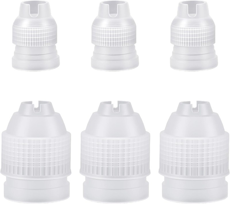 6 Pcs Couplers for Piping Bags – Two Sizes Piping Bags Couplers – White Pastry