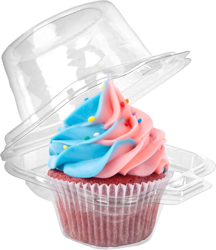 LotFancy Individual Cupcake Containers, 100 Pcs Plastic Clear Cupcake Boxes, Dis