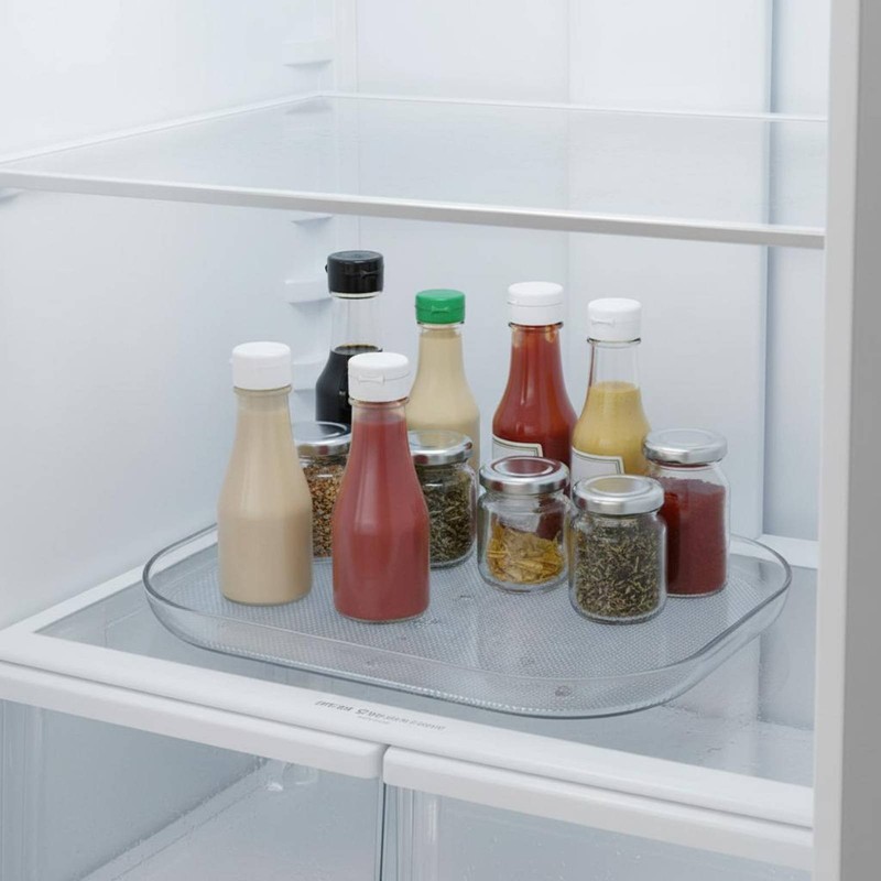 360 Degree Rotating Fridge Tray Easy Reach Clear Refrigerator Organizer Tray gallery