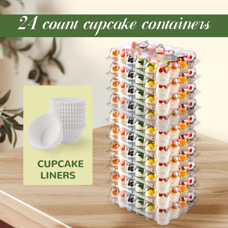 24 Count Cupcake Containers 10 Pack Cupcake Holders Plastic Stackable Cupcake Bo gallery