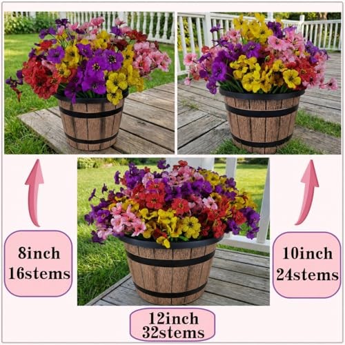 Artificial Mums Flowers for Outdoors, 16 Bundles UV 16PCS Mix 4 Colors gallery