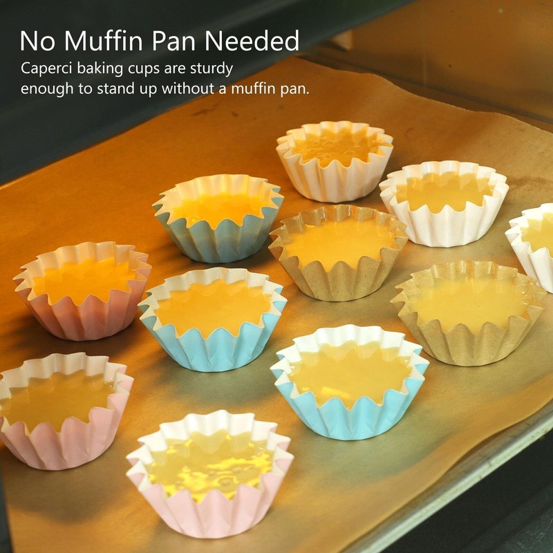 Caperci Heavy Duty White Mini Cupcake Liners 200 Counts - Grease-Resistant Pa... gallery