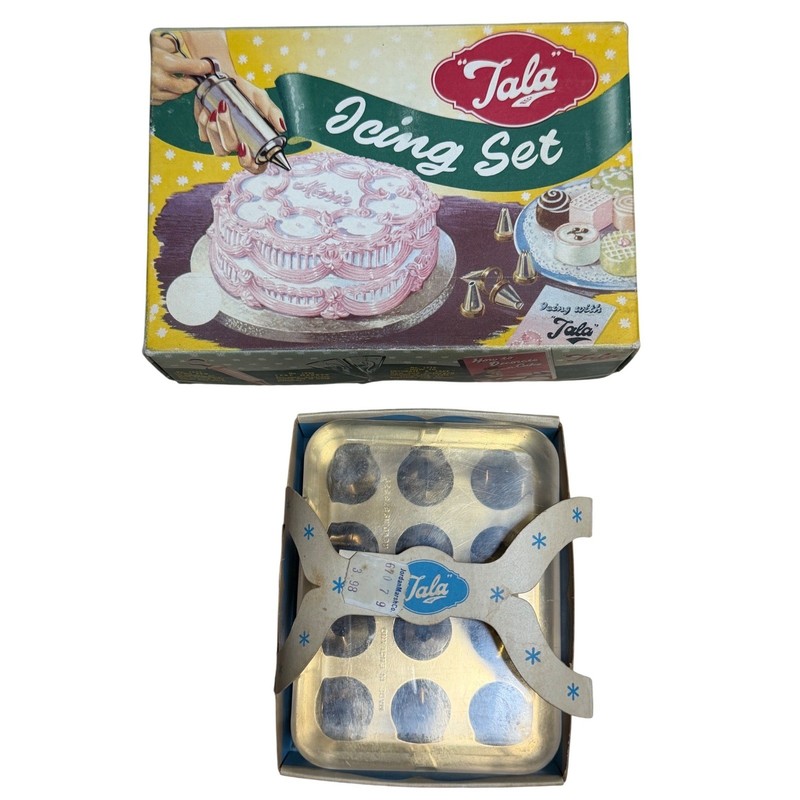 Vintage Tala Icing Set No 1705 Cake Decorating Syringe 6 +12 Tubes Original Box