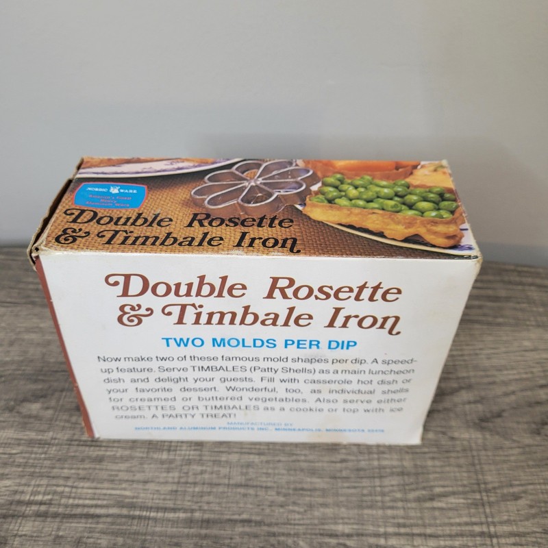 Vintage Nordic Ware Double Rosette & Timbale Iron 4 Mold Set New in Box gallery