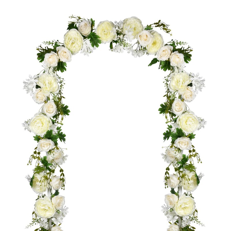 Lvydec Artificial Peony Flower Garland - 6Ft Silk Peony White Flower Garland