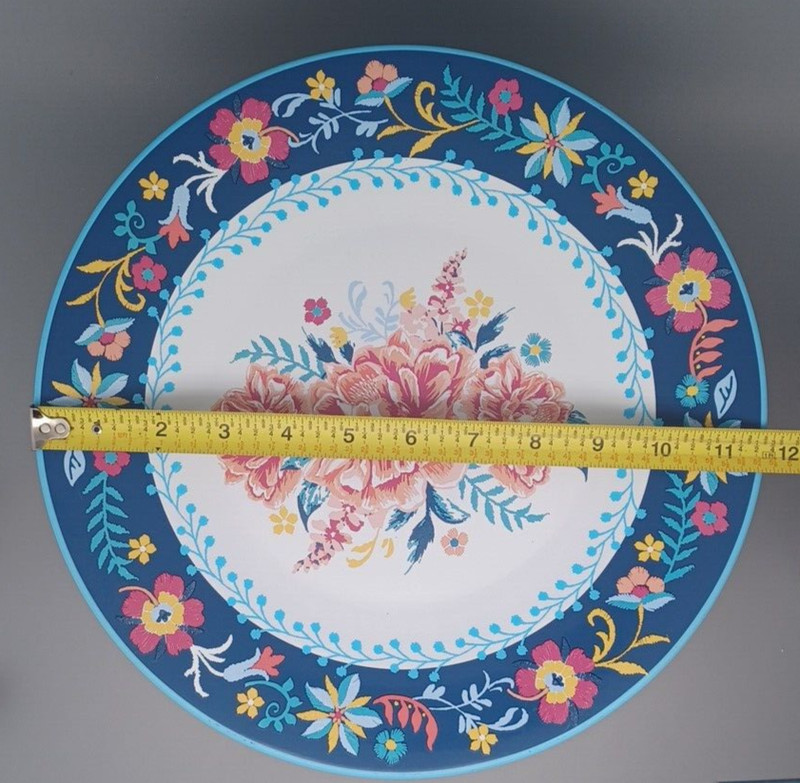 Pioneer Woman Keepsake Floral Cake Stand Blue Tin Metal 11.75'' gallery
