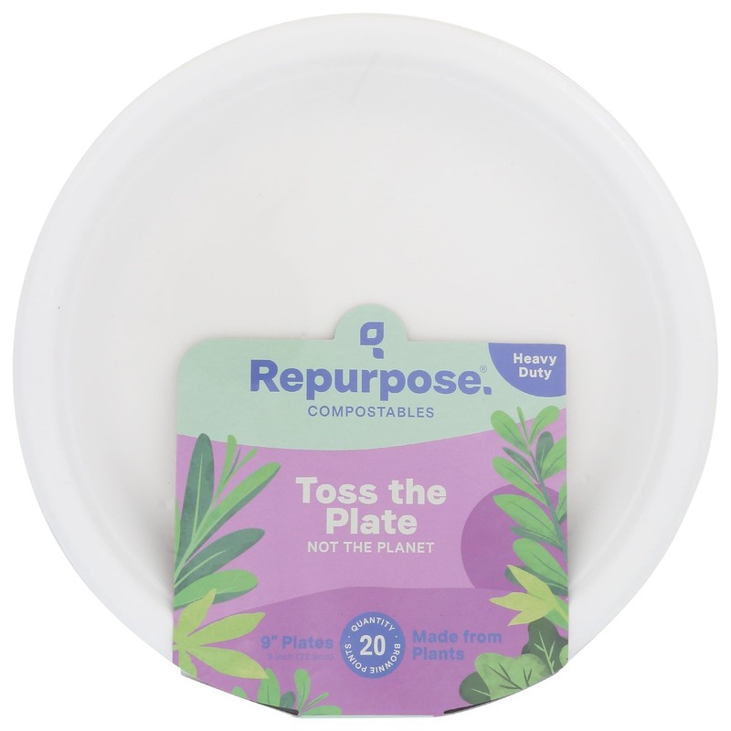 REPURPOSE Compostable 9 Inch Plates 20 Count, 20 CT