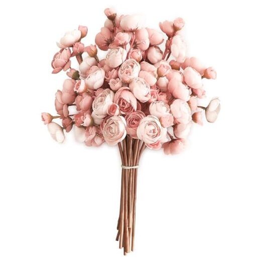 Ranunculus Artificial Flowers 18 Pcs Faux Silk Mini Ranunculus Bulk Dusty Rose