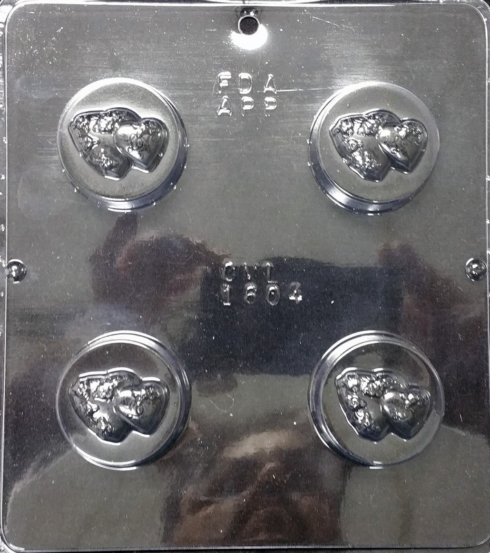 Valentine’s Cookie Double Heart Chocolate Plastic Candy Soap Mold CML 1604