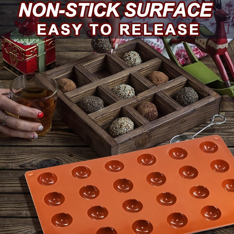 Mini 24-Cavity Semi Sphere Silicone Molds Non-Stick, 2 Packs Half Sphere Sili... gallery