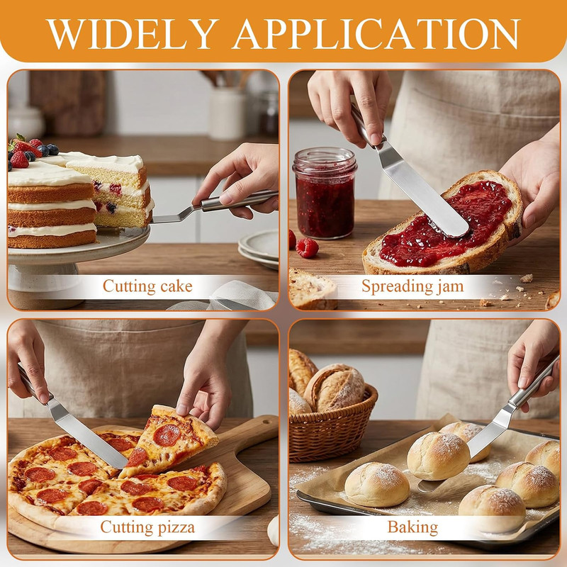 Offset Spatula Set, Cake Decorating Tools with 4, 6, 8 & 10 Inch Blades and 3 Pc gallery