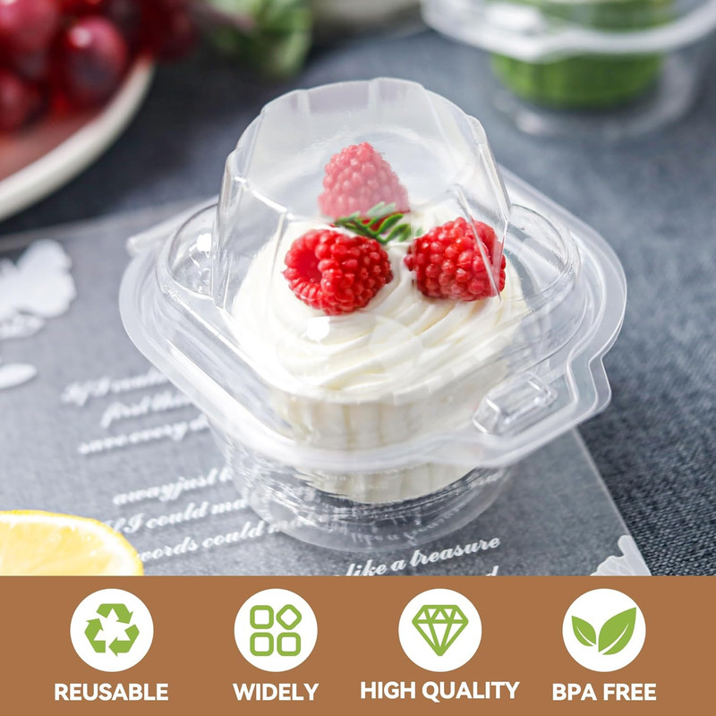 120 Pack Individual Cupcake Containers Plastic Cupcake Boxes Cupcake Holders Sta gallery