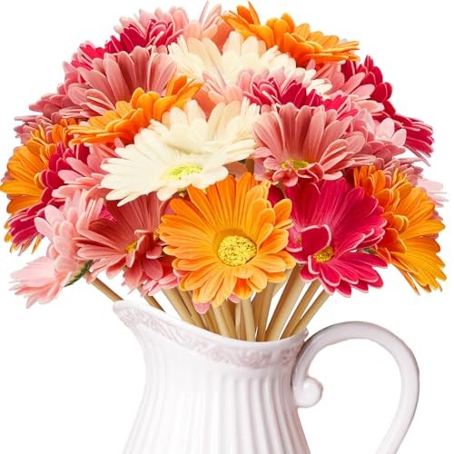 Pcs Artificial Gerbera Daisies 48 White, Pink, Yellow, Orange, Rose, Coral