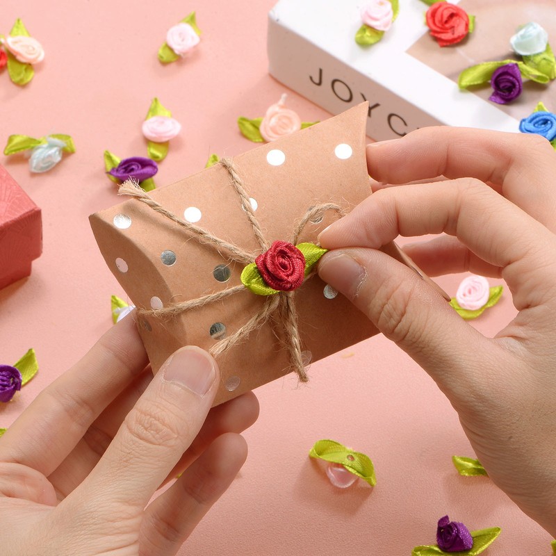 100Pcs Mini Ribbon Roses Flowers Bows for Crafts 15mm/0.6" Dia Dark Pink gallery