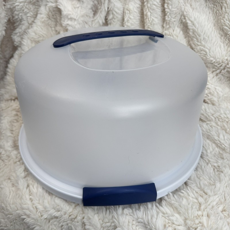 NWOT Sterilite Cake Carrier |Holds 12” Round Cake w/ Lid Cover Blue Handle