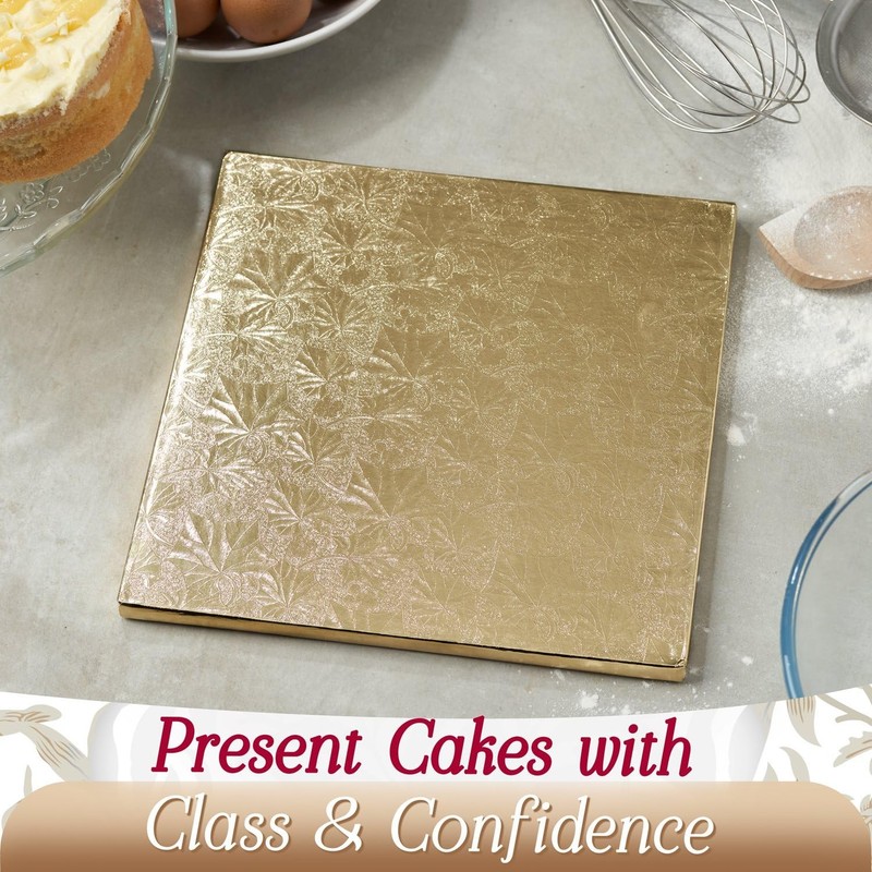 1 PCS Cake Boards Square Sturdy 1/2 Inch Thick Drums 14 Inch Wrapped Gold gallery