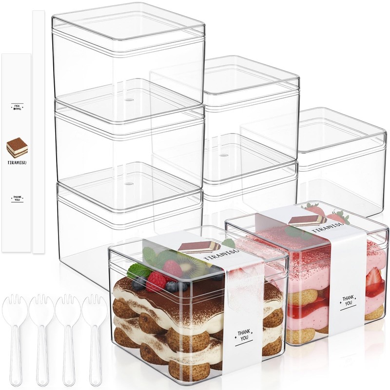 Blushtier 25 Pack Tiramisu Containers with Lids, Reusable Clear Dessert Cups …