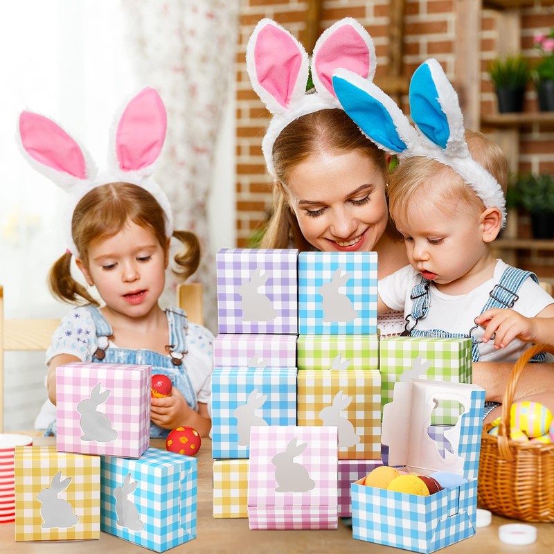 24 Pcs Easter Treat Boxes - 5 Colorful Cardboard Boxes with Rabbit Bunny Shap... gallery