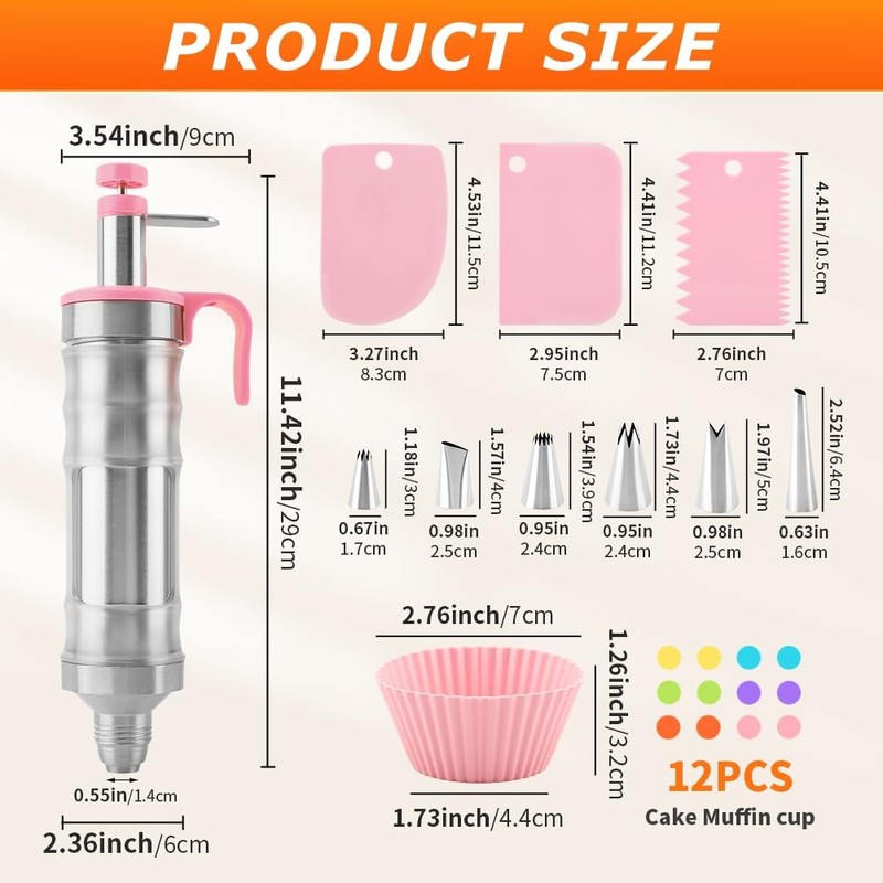 Dessert Decorating Syring-e Set,Frosting Piping Kit,Stainless Steels Cake Dec... gallery