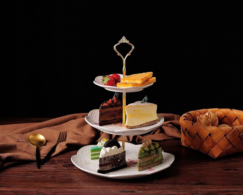 Exquisite Embossed 3-Tier Dessert Stand - Perfect for Tea Parties & Weddings gallery