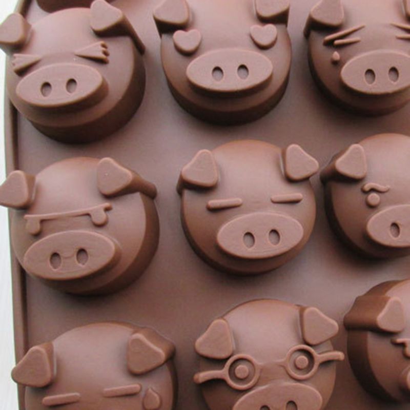 15 Holes Funny Pig Shaped Silicone Soap Candy Fondant Chocolate Mould Cookies Ca gallery