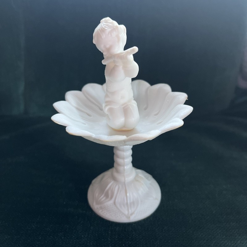 Set of 2 vintage Wilton Cake Topper Cherub fountain flutist 1970s flute cupcake gallery