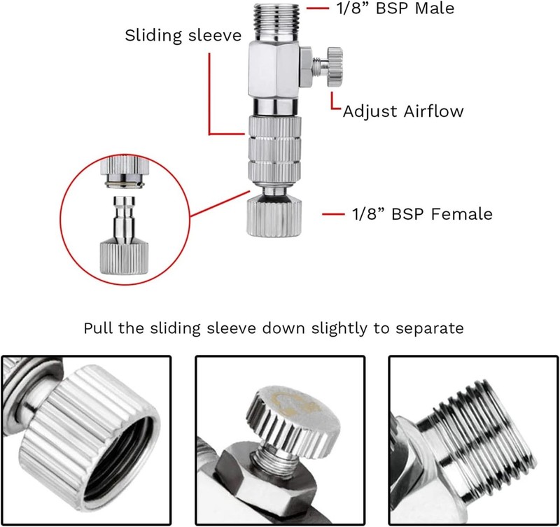 10pcs Airbrush Adapter Set with 1.8M Nylon Braided Silver gallery