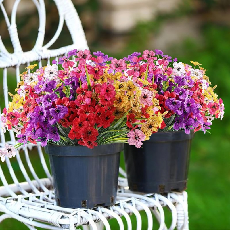 Agirl 24 Bundles Artificial Flowers For Outdoorno Fade Fake Plastic Flowers gallery