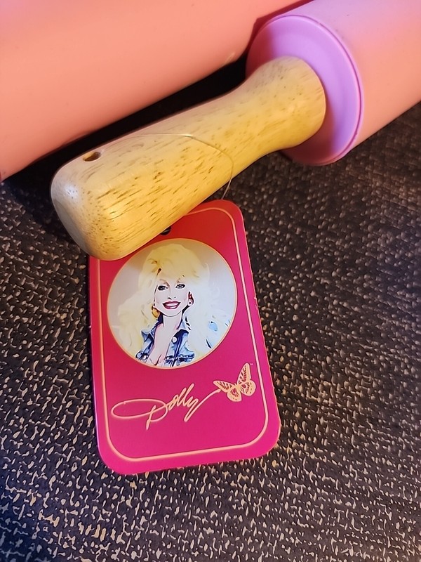 DOLLY PARTON "WHAT WOULD DOLLY DO?" PINK SILICONE ROLLING PIN-BRAND NEW W/TAGS gallery