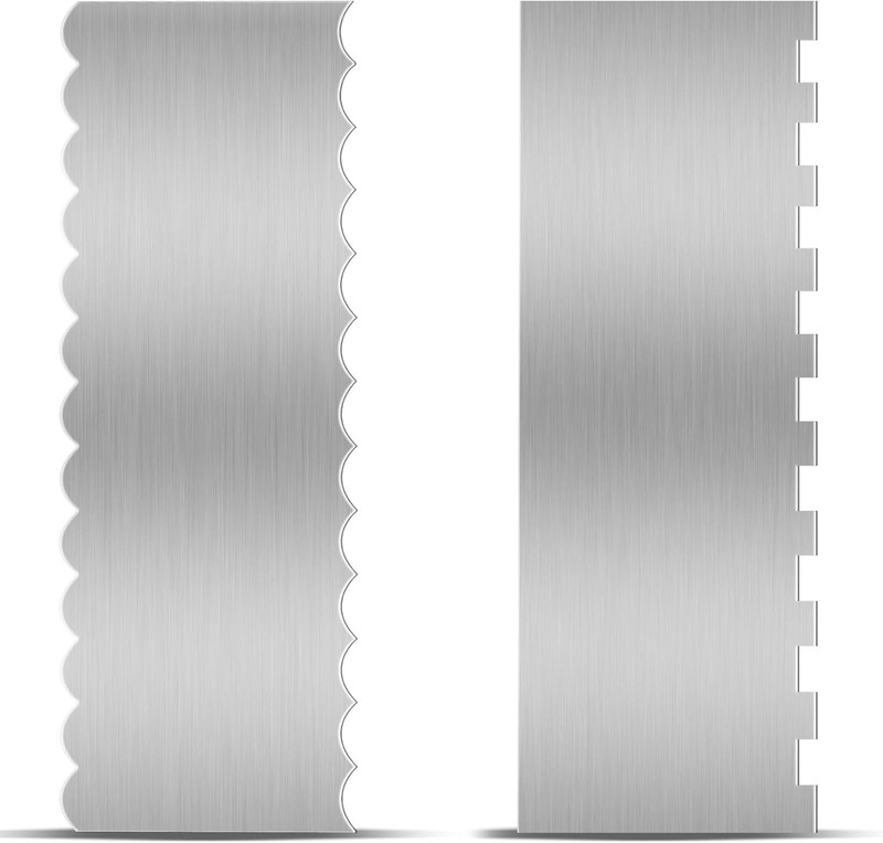 Stainless Steel Cake Scraper, 9 Inch Large Double Sided Patterned Stripe Edge Sc