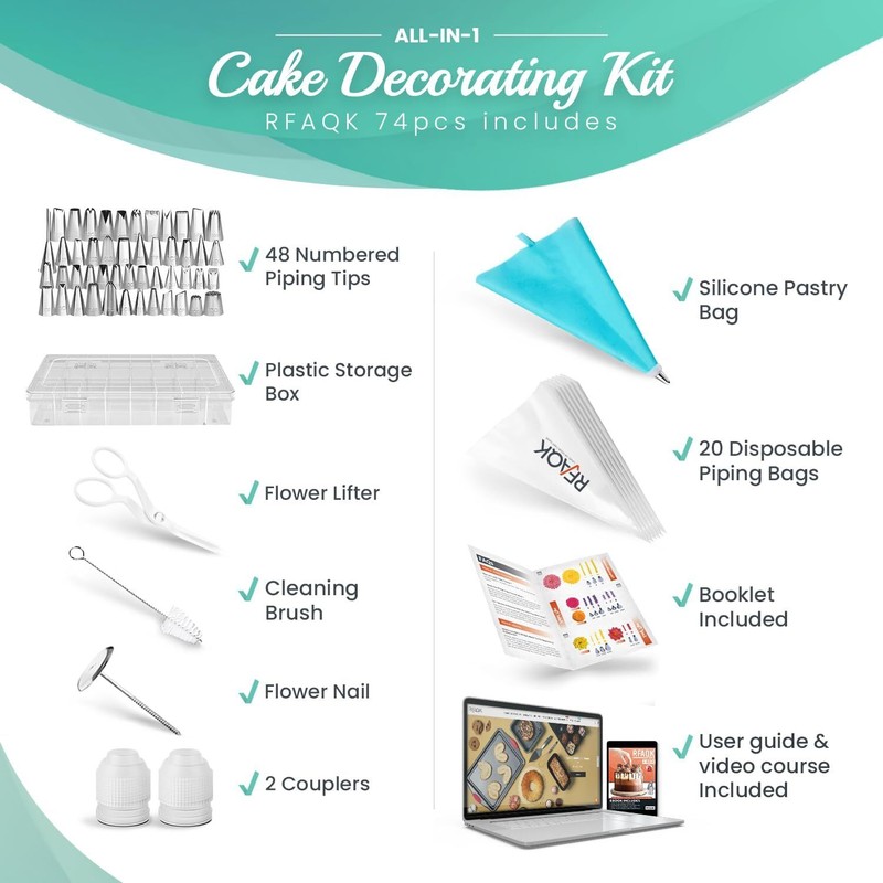 74 Pcs Icing Piping Bags And Tips Set, Cake Decorating Kit With 48-Numbere gallery