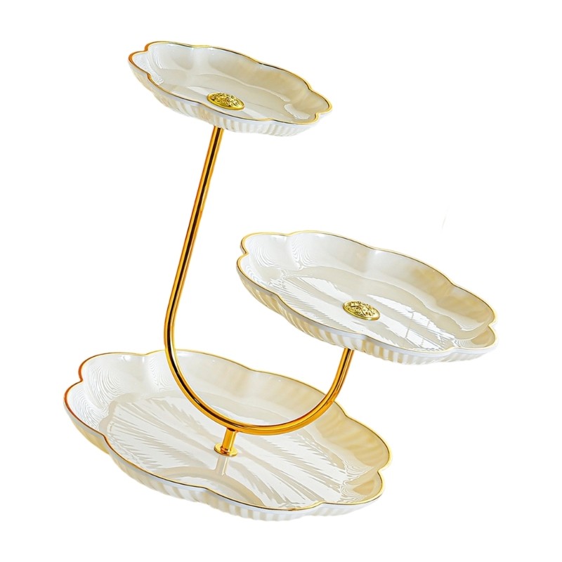 Tea Table Dessert Stand 3 Tiers Plastic Fruit Plate for Home Dining Serving Tray