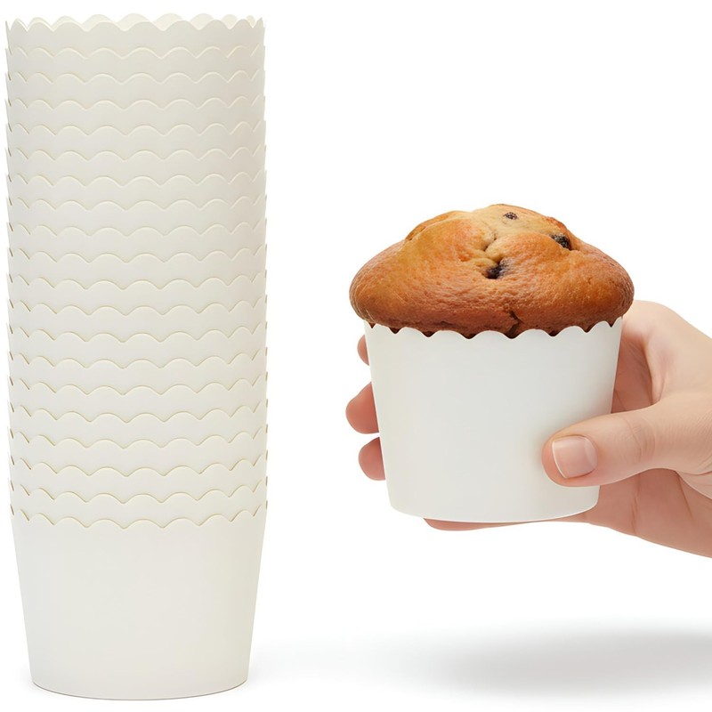 Blue Sky Simcha Collection Scalloped White Paper Baking Cups | Pack of 16