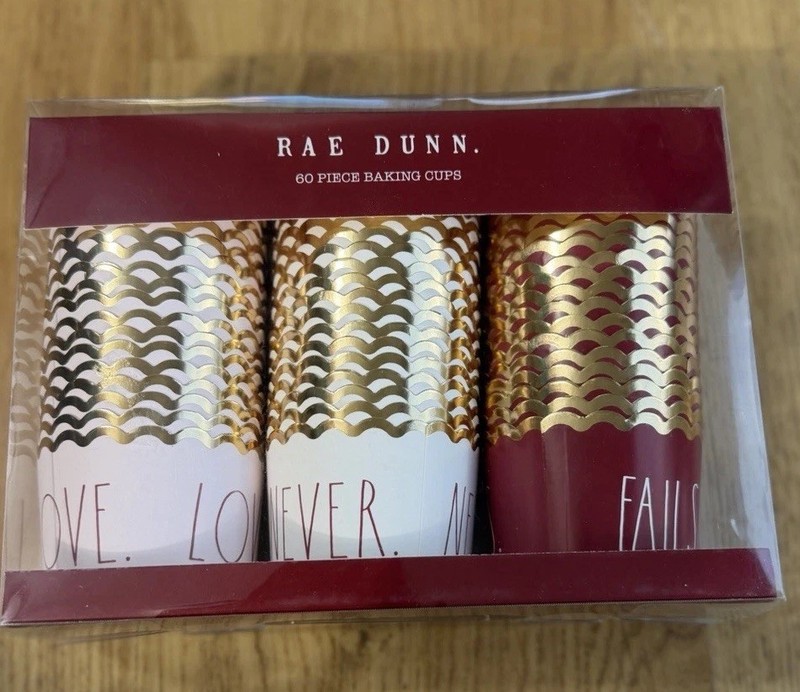 Rae Dunn Valentine/Wedding/Aniversary 60 Pc. Baking Cups LOVE NEVER FAILS