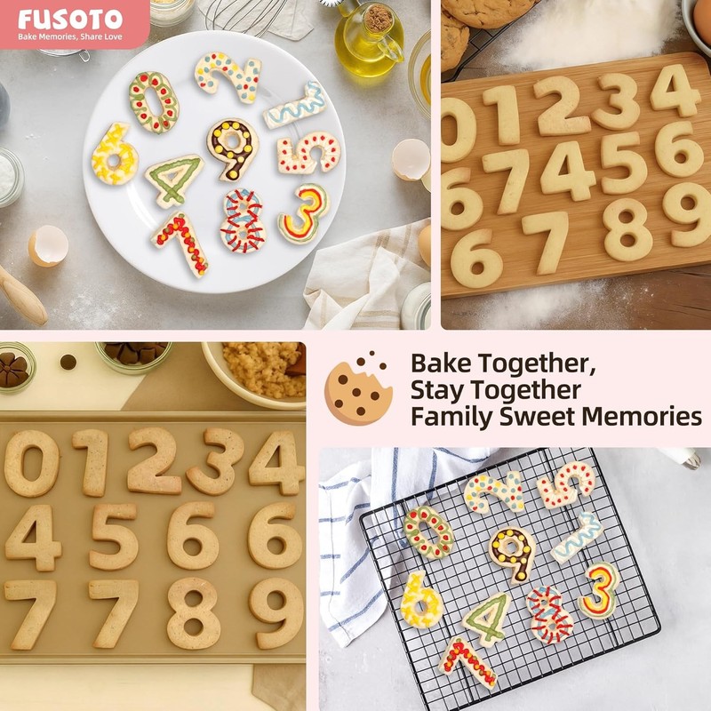 9PCS Number Cookie Cutters Set Birthday Numbers 0-8(6 Reverses to 9 Stainless gallery