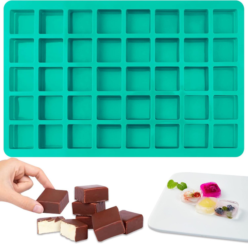 Sakolla Square Chocolate Mold, 40 Cavities Silicone Cube Mold for Chocolate, Can gallery
