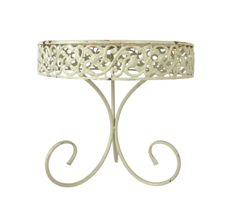 Vintage Off-White Painted Metal Cake Cupcake Plant Stand 11.5 x 10.5" gallery