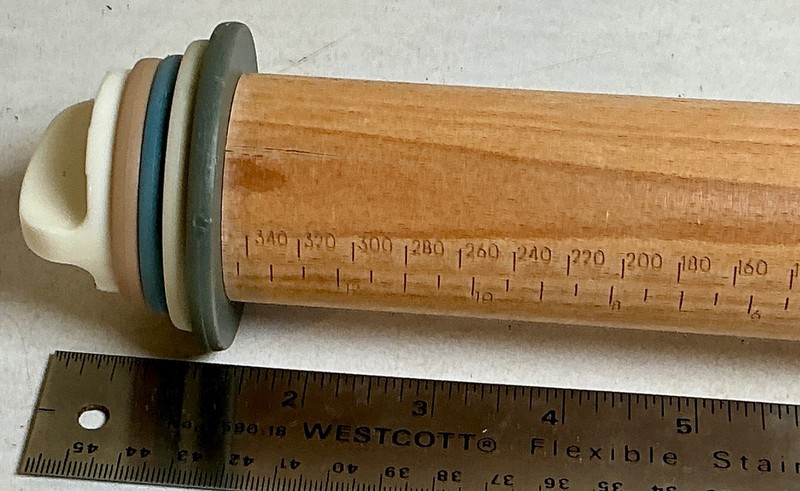 Figmint Adjustable Wooden Rolling Pin w Measurement Guide & Thickness Rings Exc gallery