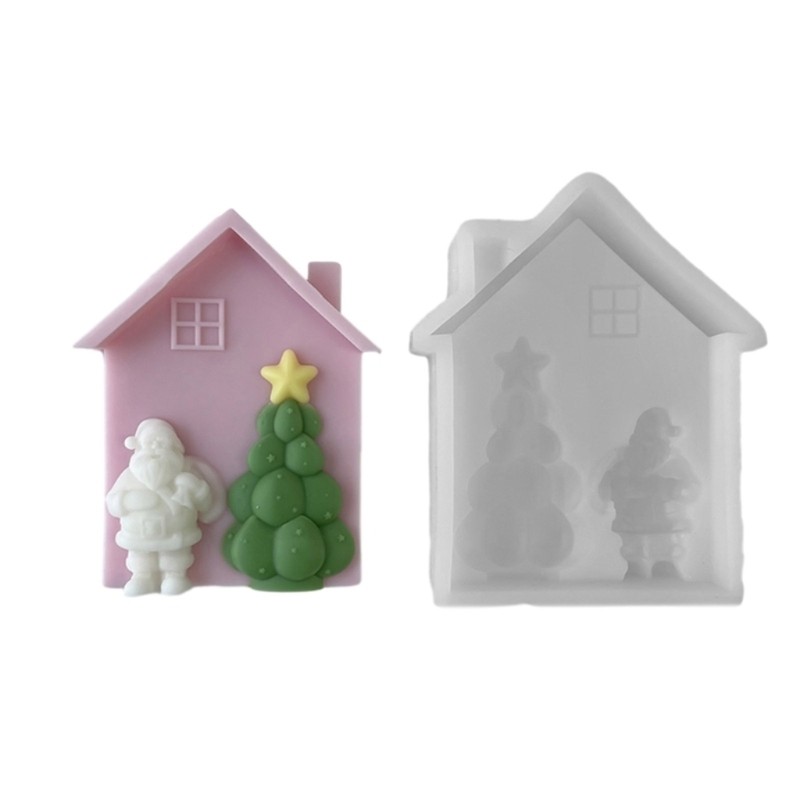 DIY Silicone Soap Mould Christmas House Shape Molds Hand-Making Accessory