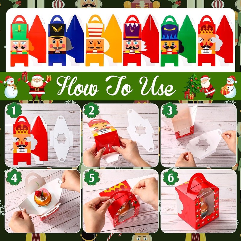 24 Pcs Christmas Cupcake Boxes Cookie with Window Insert... gallery