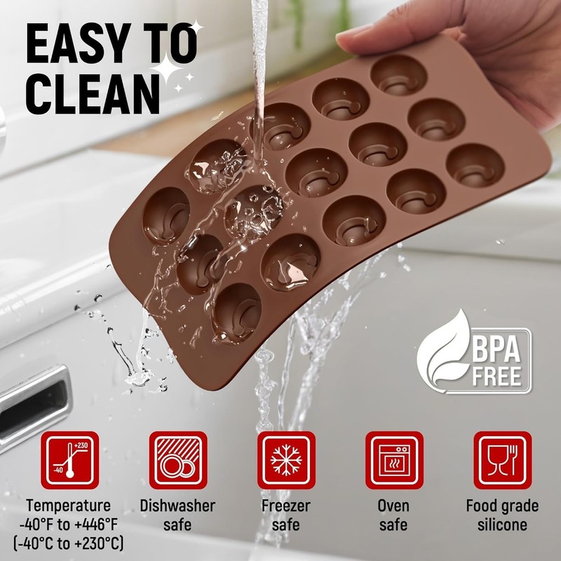 Silicone Chocolate Molds Set of 6 - Non-Stick, BPA-Free with Free Recipe eBook gallery
