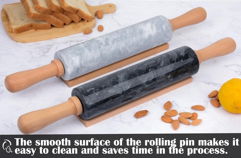 Handcrafted Marble 18.5" Rolling Pin Set with Non-Stick Finish & Accessories gallery