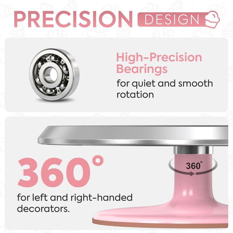 12" Pink Aluminum Alloy Revolving Cake Stand - Perfect for Cake Decorating & Dis gallery