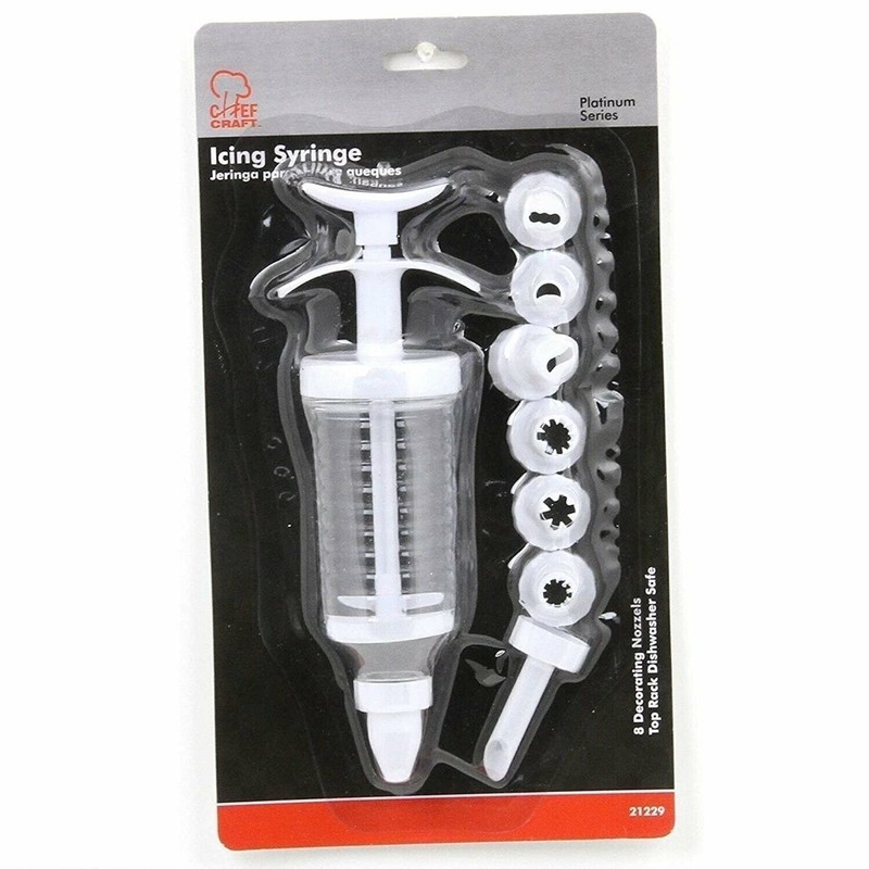 Chef Craft Dessert / Cake Icing Syringe with 8 Decorating Nozzle Tips gallery