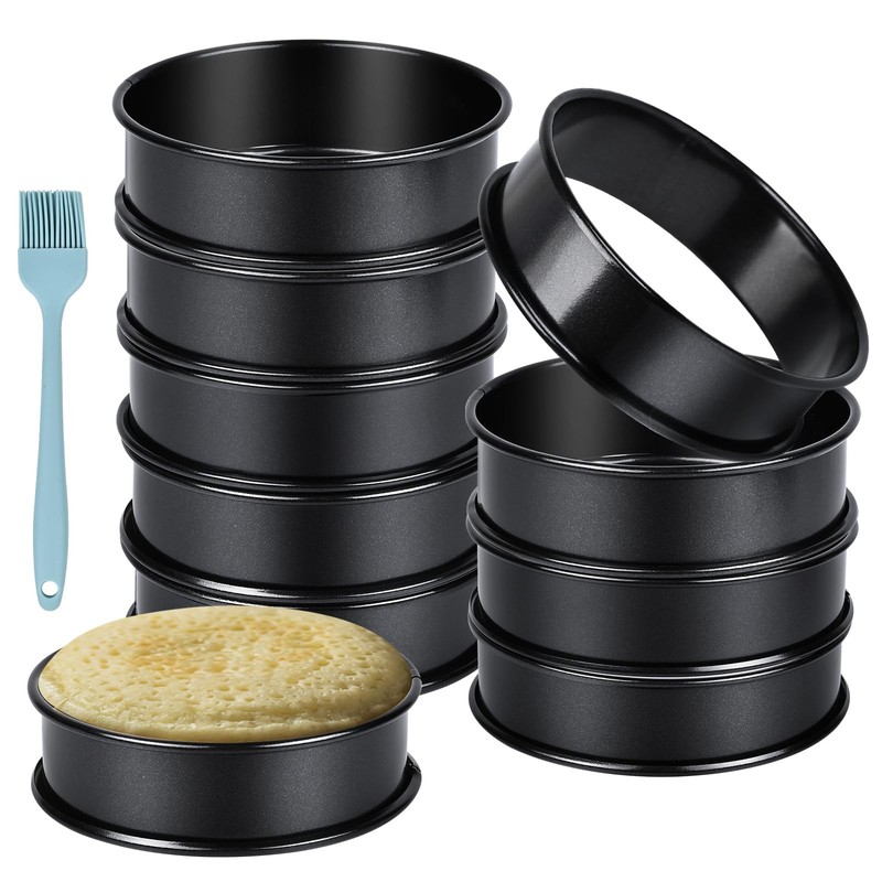 Crumpet Rings 3.94 Inch Stainless Steel Double Rolled Muffin Mold 10 Pack