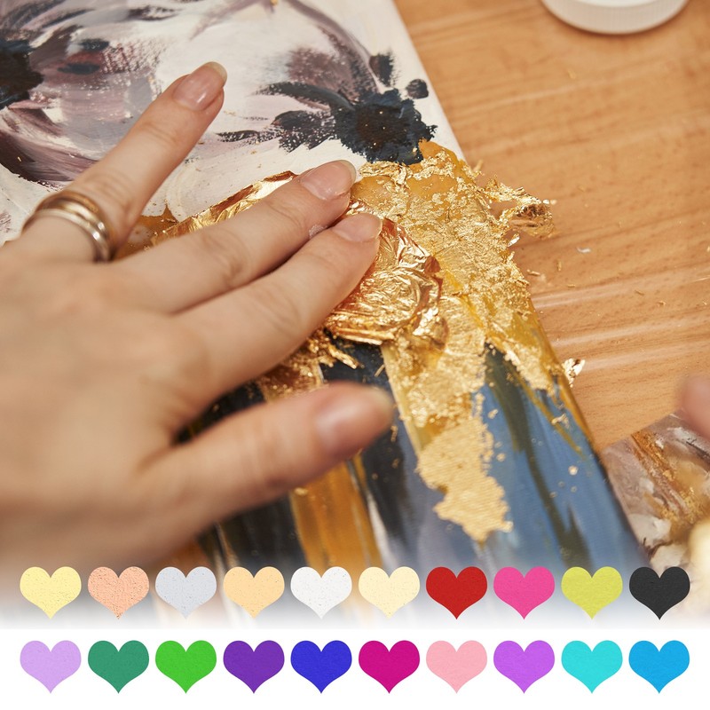100Pcs 3.7"x3.4" Gold Leaf Sheets Gold Foil Sheet Metallic Leaf Paper Light Blue gallery